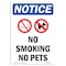 Signmission OSHA Notice Sign, No Smoking No Pets With Symbol, 18in X 12in Aluminum, 12" W, 18" L, Portrait OS-NS-A-1218-V-14807 - alternate 1